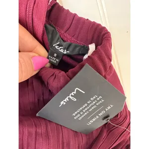 NWT Lulus Splendid Aura Plum Purple Chiffon Pleated Strapless Maxi Dress Size S thumbnail 5