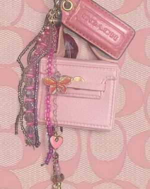 Coach Leather Hang Tag & Pink Butterfly Bag Charm With Coin Purse thumbnail 1