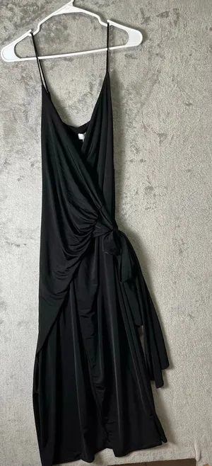 MESHKI Caroline Draped‎ Wrap Midi Dress Black XXS Cocktail Party Wedding New thumbnail 1