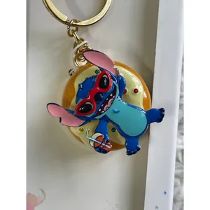 Disney Stitch Donut Floatie Spinner Keychain Charm Clip Gold Tone Sunglasses NEW thumbnail 16