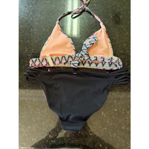 Victoria's Secret PINK Bikini Swimsuit Sz M Pink Black‎ Halter Bathing Suit thumbnail 3