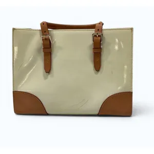 Dooney Bourke Cream Patent Leather Janine Shoulder Tote Satchel Tan Trim‎ Bag thumbnail 3