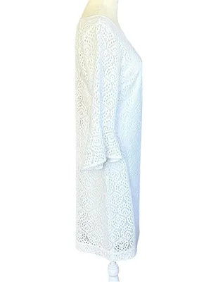 Lilly Pulitzer Fontaine Classic Shift Flounce Bell Sleeve Lined Dress White Smal thumbnail 4