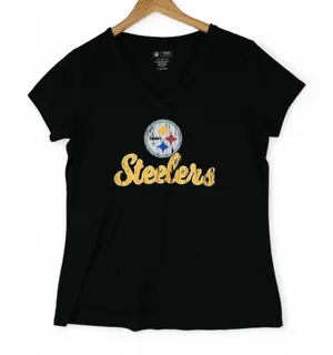NFL Team Apparel Pittsburgh Steelers T-Shirt Womens XL‎ Black Sleepwear thumbnail 1