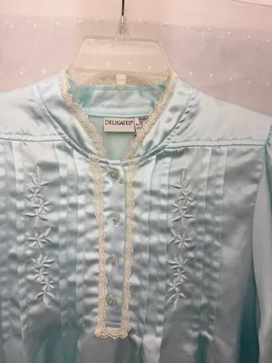 Delicates Vintage Light Blue Nightgown Size Small With Embroidery and Lace thumbnail 4