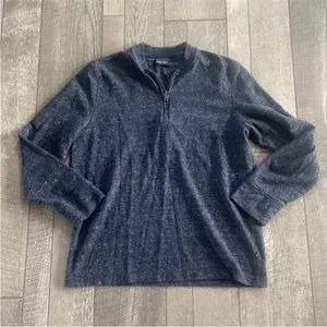 Nautica Size Large Navy Blue 1/4 Zip Pullover Shirt. thumbnail 3