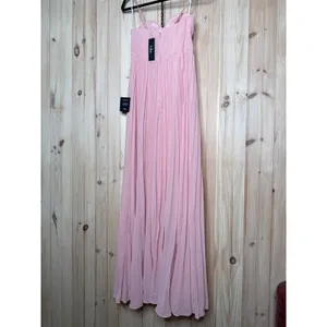 NWT Lulus Admirable Elegance Light Pink Pleated Bustier Maxi Dress Bridesmaid S thumbnail 7