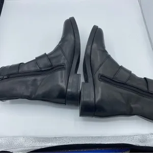 Emanuele Crasto Double Buckle Leather Moto Black Boots Size US‎ 7 EUR 37 thumbnail 4