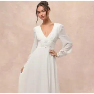 NWT Lulus Angelic Adoration White Backless Maxi Dress Wedding Bridal Bride Sz M thumbnail 6