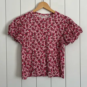 Zara Pink Floral Puff Sleeve Top thumbnail 1