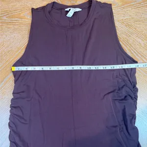 Spanx Sleek Jersey Crewneck Ruched Midi Dress Sleeveless Brown Sz Medium 21831R‎ thumbnail 8