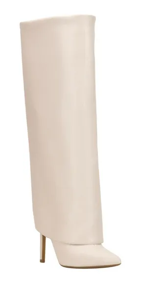 NWT INC International Concepts Cuff Pointed-Toe Dress Boots White Smooth 5M thumbnail 1