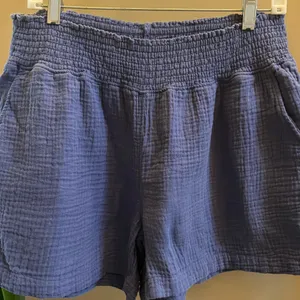 So very Comfy Blue Gauzy 100% Cotton Stretchy Shorts Womens Large thumbnail 6
