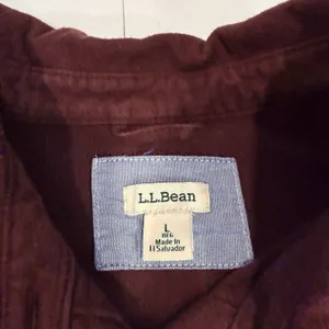 LL Bean Burgundy Cotton Flannel Chamois Button Shirt Pockets Casual LARGE thumbnail 10