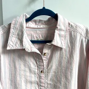 We The Free Striped Button Down Womens L Pink Coastal Boho‎ Oversized Shirt thumbnail 5