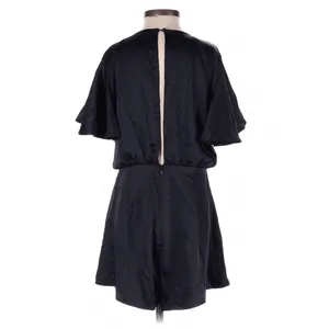 Altar'd State Black Satin Romper Small Flutter Sleeve Tie Front Coquette Party thumbnail 5
