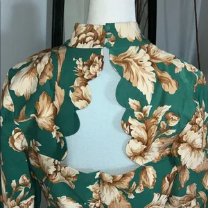 Maeve By Anthropologie Green and Tan Floral Tunic thumbnail 7