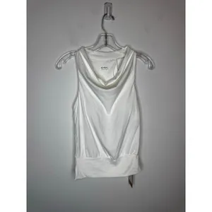 OGL Women Small White Stretch Linen Blend Cowl Neck Tank Top Brand New thumbnail 3