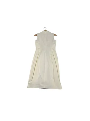 Calvin Klein Size 2 Tuxedo Wrap Dress Black White Belted Sleeveless Workwear thumbnail 6