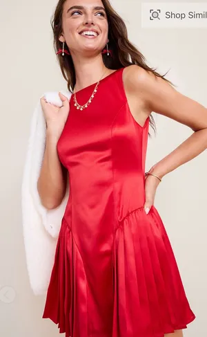 Francesca's Melissa Satin Pleated Mini Dress thumbnail 1