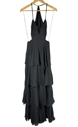 Lulus Tier and Now Black Tie-Back Tiered Maxi Dress Size Small thumbnail 1