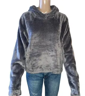Hollister thick fleece cropped hoodie thumbnail 1