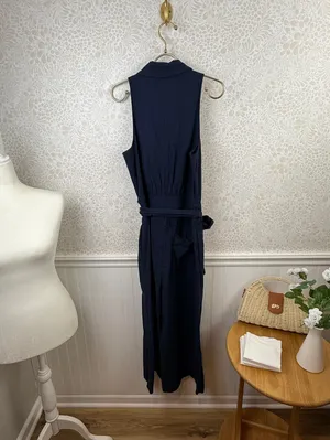 Maeve by Anthropologie Navy Halter Button-Front Sleeveless Jumpsuit - Size - 12 thumbnail 8