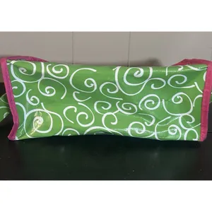 Monogram F Green Pink Swirl Cosmetic Makeup Bag Travel Organizer 10” 4” thumbnail 4