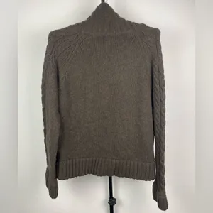 Revolve Tovar Brown Wool‎ Blend Leather Strap Closure Cable Knit Sweater Size XL thumbnail 6