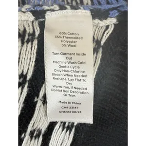 T by Talbots Fair Isle Thermolite Snap Mockneck Sweater Black/Blue Womens M NWOT thumbnail 8