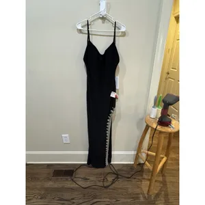 Mac Duggal Rhinestone Encrusted Side Slit Cami Bodycon Gown black 42002 Size 10 thumbnail 5