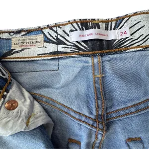 Levis x Farm Rio Ribcage Straight Jeans Womens 24 Blue Tropical Ankle High Rise thumbnail 5
