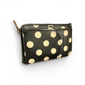 Kate Spade Black and Cream L-zip Dot Card Holder thumbnail 7