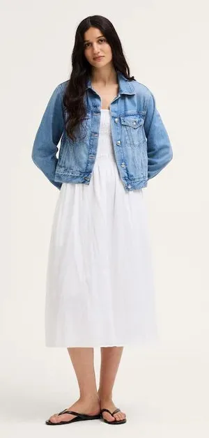 Madewell Washed Light Blue Denim Trucker Jacket Size Medium 100% Cotton thumbnail 1