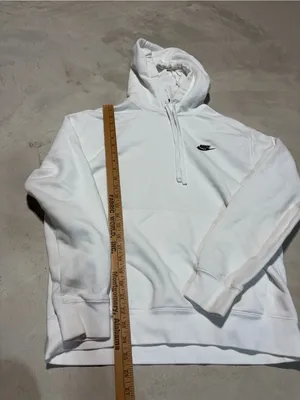 Nike White Hoodie with Black Swoosh Logo medium thumbnail 3