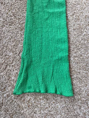Zara Bright Green Stretch Textured High Rise Pull On Flare Pants Size Small thumbnail 8