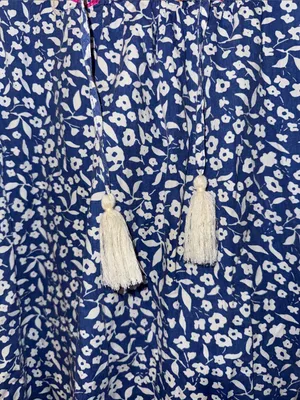 THML Blue and White Floral Top thumbnail 3
