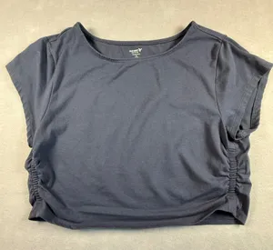 Old Navy Active PowerChill Ruched Side Crop Top Gray XL Go-Dry Workout Shirt thumbnail 1