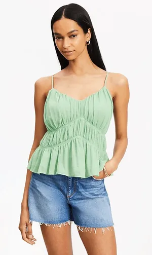 LOFT Smocked V-Neck Peplum Cami Size Small thumbnail 1