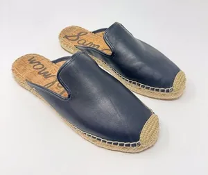 Sam Edelman Kerry Womens Mules Black Leather Espadrille Comfort Sandals US 9 M thumbnail 1