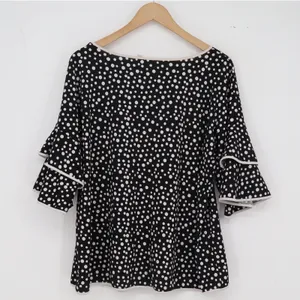 Unbranded Top Womens 2X Black Polka Dot Ruffle Sleeve Excellent thumbnail 4