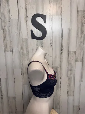 Victoria's Secret PINK Floral Lace Longline Bralette Womens S Navy Blue Multicol thumbnail 8