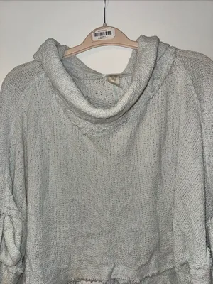 We The Free Pale Light Blue Gray Open-Knit Sweater thumbnail 5