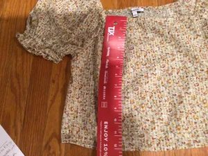 Madewell Hopewell-Puff Sleeve Crop Top In Cottage Garden- Sz Sm thumbnail 8