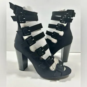 NIB!Olivia Jorgensen "Murray" 7 Buckles - Back Zipper - Pee a Boo Toe - Size 9 thumbnail 3
