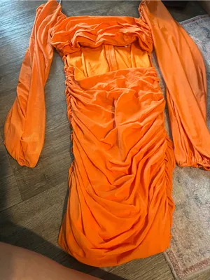 Hello molly Orange Long-Sleeve Ruched cut out Mini Dress thumbnail 9