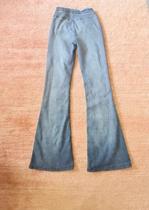 BDG Ruched Dipped Flare Jeans 24 Blue High Rise Stretch Raw Waist thumbnail 10