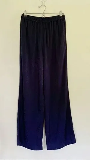 & Other Stories Leopard Print Jacquard Satin Wide Leg Pants NWT Navy Size 6 $79 thumbnail 5