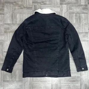 NEW Black Denim Sherpa Lined Jacket Size Small thumbnail 3