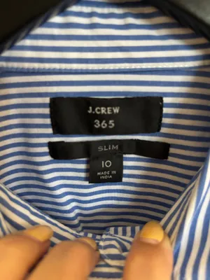 J. Crew Women’s Slim Navy and White Striped Button Down Shirt Size 10 thumbnail 3